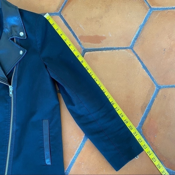 SANDRO Paris Zipped Biker Moto Lamb Leather  / Cotton Jacket Size 38  US 6 8 - Picture 9 of 9